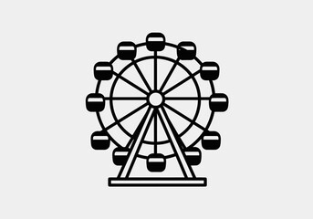 Fototapeta premium A simple black and white line drawing of a Ferris wheel.
