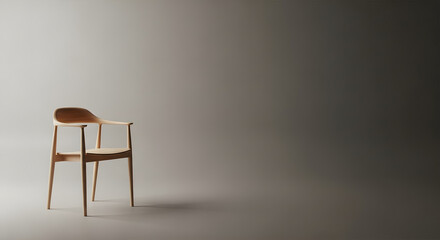 Minimalist Wooden Armchair Design in a Serene Studio Setting