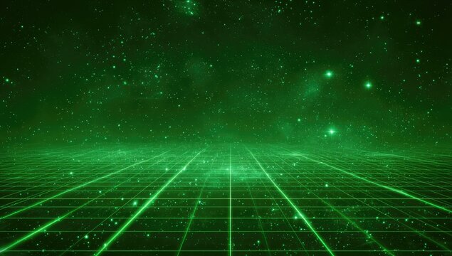 Green digital space landscape - Powered by Adobe