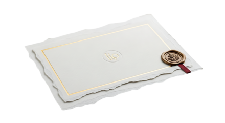 Certificate with wax seal isolated on transparent background