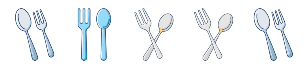 Stylized Utensils Illustration Featuring Forks and Spoons Arranged in Varied Configurations