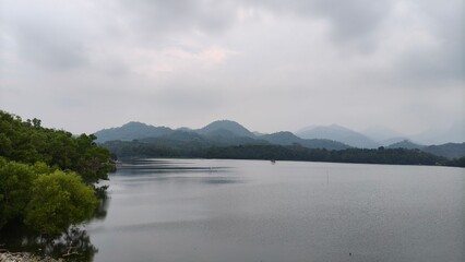 lake and mountains in indonesia