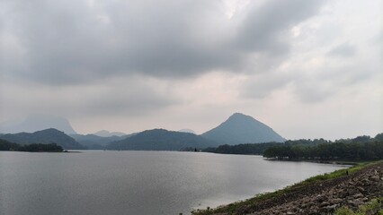 lake and mountains in indonesia