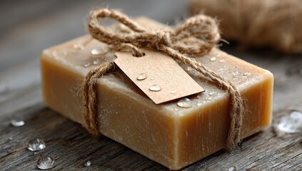 Rustic soap bar on weathered wood
