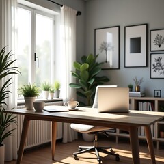 Modern interior design with wood furniture and a dining table in a luxury living room