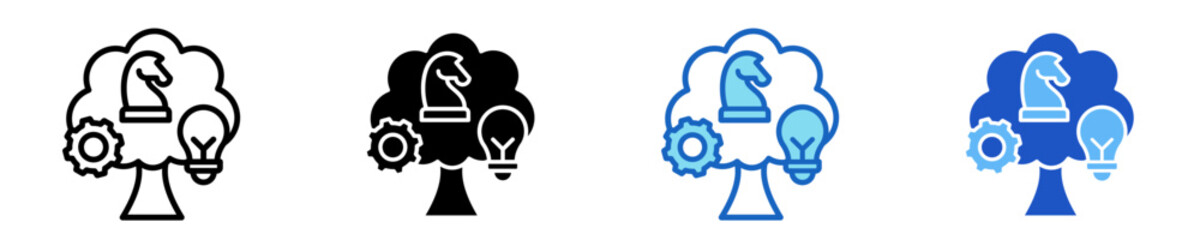Tree Of Strategy  Icon Set Multiple Style Collection
