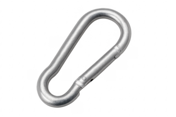 Shiny metal carabiner isolated on transparent background