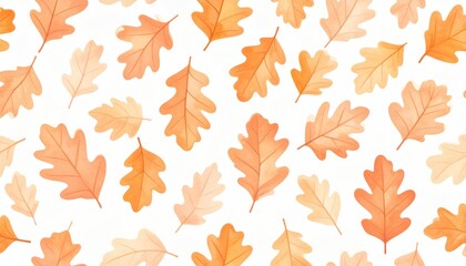 Autumn Oak Leaves Pattern Background