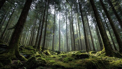 Lush forest floor looking up to the canopy