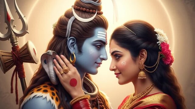 Divine Love: Shiva and Parvati's Embrace