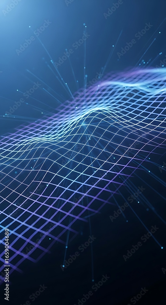 Poster abstract network grid background showcasing futuristic technological connections in a blue gradient