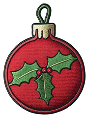 Obraz premium PNG Christmas patch ornament green round.