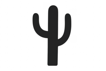 Black cactus silhouette standing out on transparent background