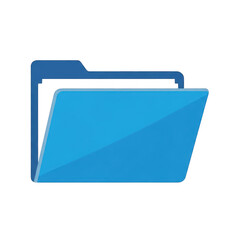Open blue folder icon with glossy finish on black background.