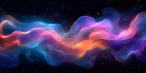 Colorful Abstract Nebula with Vibrant Swirls and Sparkling Stars in Dark Space Background