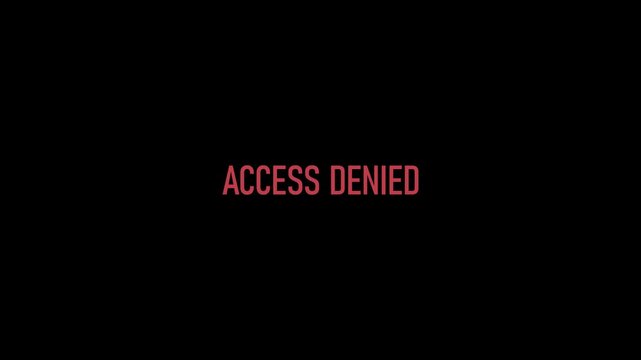 Access denied on an analog signal in a TV signal interference and distortion. Video with VHS Unique design digital animation Pixel glitch error video damage on a black background.