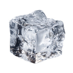 Clear Ice Cube on Black Background