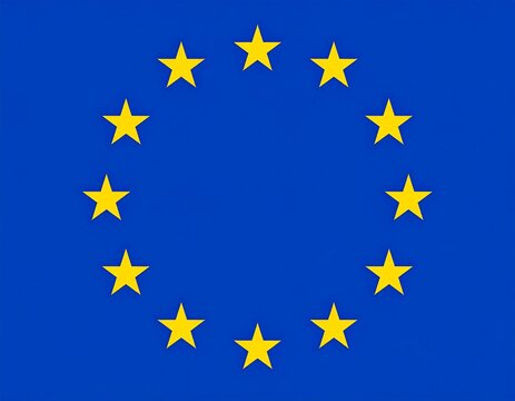 European Union flag, twelve gold stars on a dark blue background - Powered by Adobe