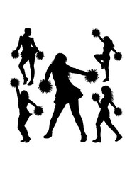 Silhouette of beautiful girl cheerleader sport supporter pose