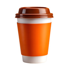 Orange Coffee Cup with Brown Lid Take Away Drink