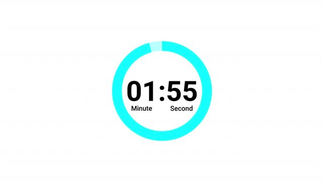   Circle countdown timer two minute animation from 120 to 0 seconds on transparent background ,120 second countdown timer, Countdown video

