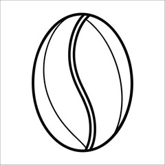 Coffee Bean Line Art – Black and White Vector Illustration of Single Roasted Coffee Bean Icon for Cafe and Branding Design

