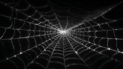 Close-up Photograph of a Dew-Covered Spiderweb