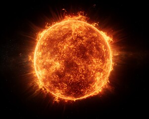 Digital Rendering of a Fiery Celestial Body