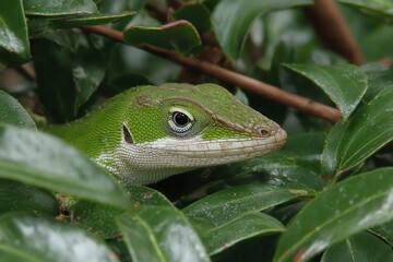 Fototapeta premium Anole Hiding in the Bushes