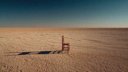 Fototapeta premium Empty chair in a vast desert landscape