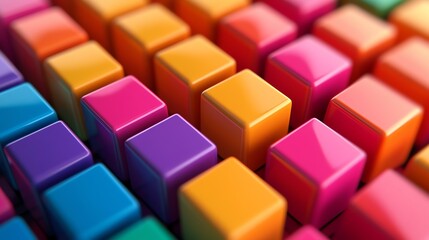 Colorful Cube Blocks Pattern Bright Vibrant Geometric Design