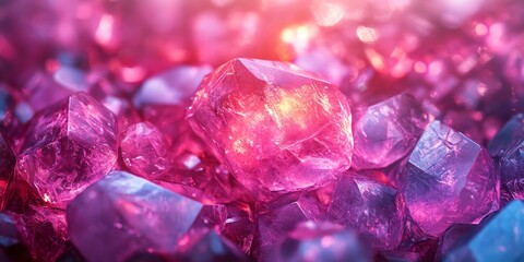 Fototapeta premium Vivid Pink and Purple Crystals with Glowing Light Effects in Artistic Style