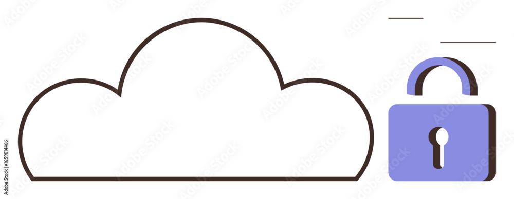 Poster cloud outline paired with a secure lock symbolizing data safety, cybersecurity, and trusted storage.