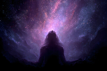 Picture of woman Astral body Psychedelic journey near death experience made