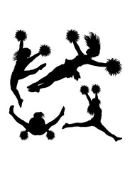 Silhouette of beautiful girl cheerleader sport supporter pose
