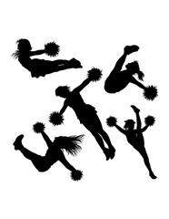 Silhouette of beautiful girl cheerleader sport supporter pose