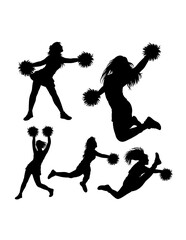 Silhouette of beautiful girl cheerleader sport supporter pose