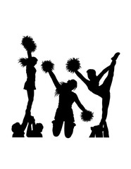 Silhouette of beautiful girl cheerleader sport supporter pose