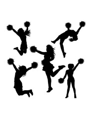 Silhouette of beautiful girl cheerleader sport supporter pose
