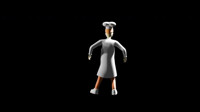 3d render chef dancing. tut hip-hop dance. prores 4444