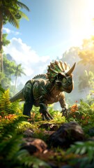 Obraz premium Dinosaur in lush jungle