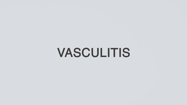 Vasculitis concept word hand holding stethoscope on white background for vascular monitoring, diagnosis, treatment, prevention, wellness, and blood vessel health awareness