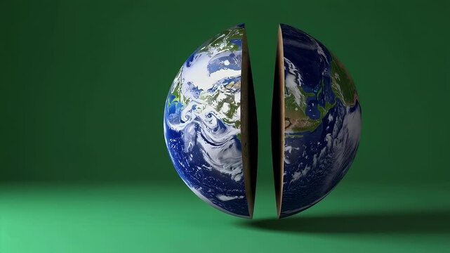 3D Render of Earth Globe with Green Background and Oval Perspective with ai generated