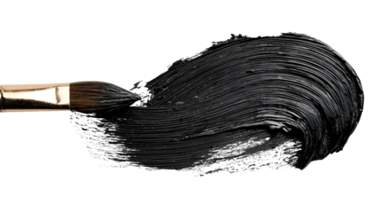 Black paintbrush stroke on black background art abstract texture