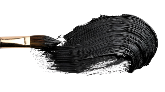 Black paintbrush stroke on black background art abstract texture