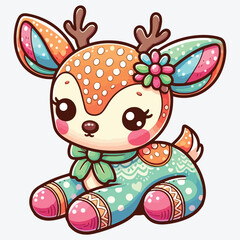 Cute fawn, plush toy for boys and girls. stock illustration