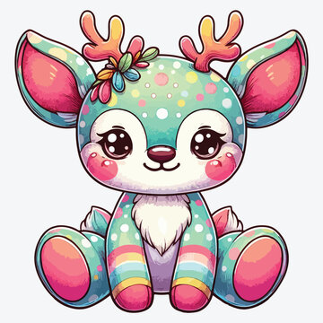 Cute fawn, plush toy for boys and girls. stock illustration