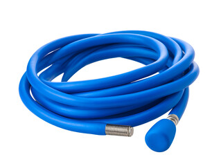 Blue coiled cable with metal connectors