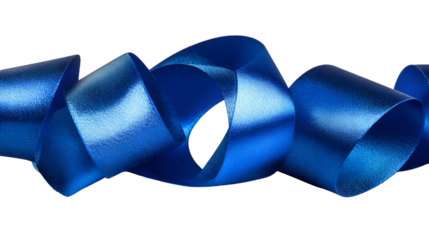 Blue satin ribbon swirls on black background
