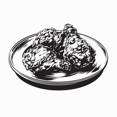 Delicious Crispy Fried Chicken Thighs Served Plate image vector on white background